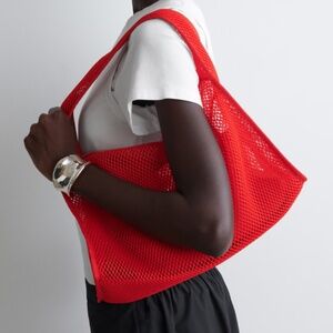 COS RED SLOUCHY MINI TOTE BAG - MESH
